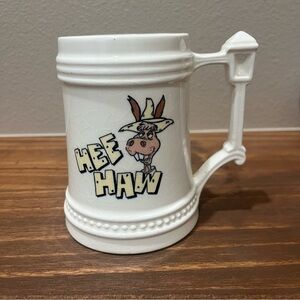 White Bone China Decorative Hee Haw Mule Donkey Music TV Show Coffee Mug RARE